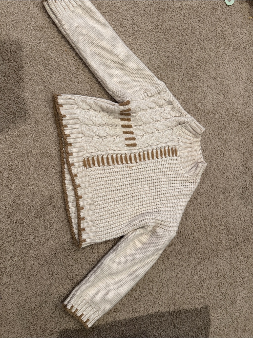 Promesa Cream Sweater with Tan Trim